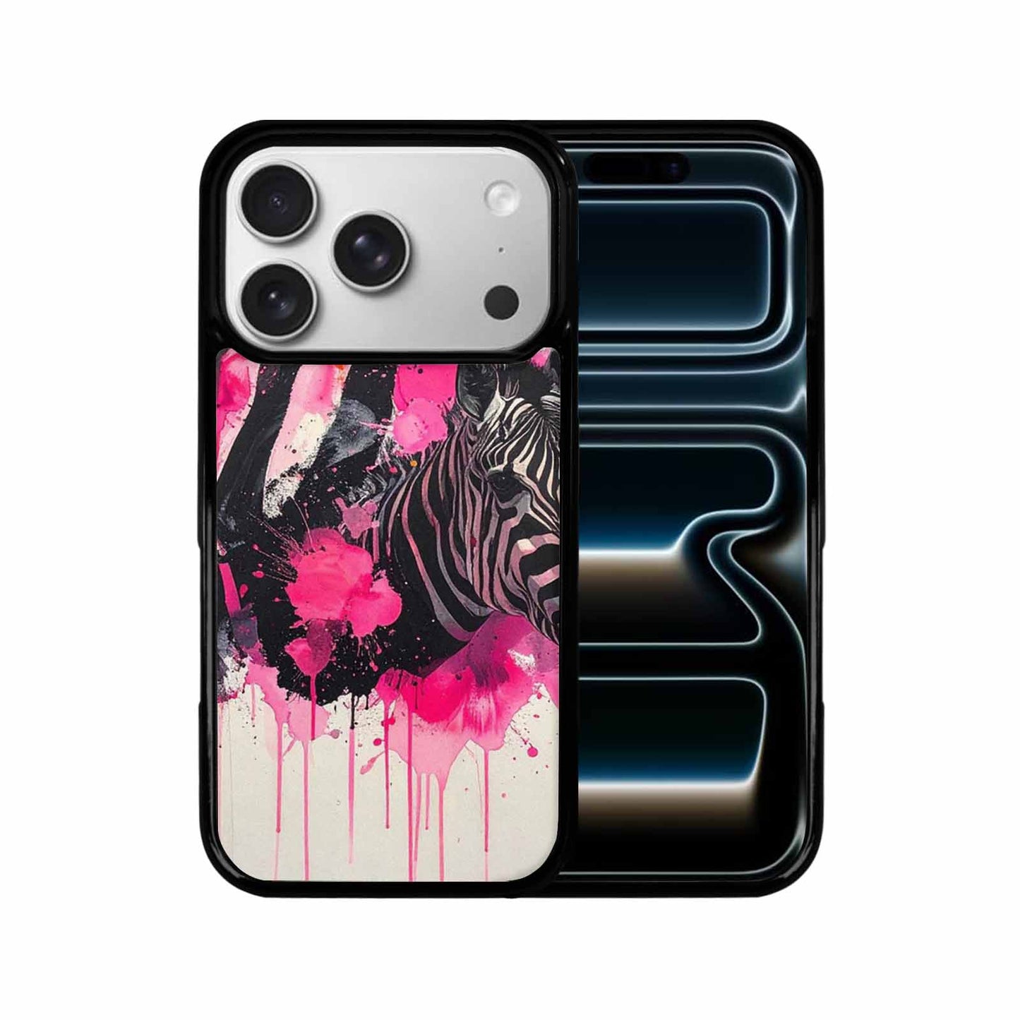 iPhone 17 Pro Case — Black Pink Ink Zebra Stripe Animal, Custom Art Phone Cover