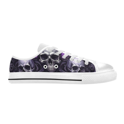 KIDS' Skull Butterfly Purple Iridescent Low Top Canvas Grunge Shoes