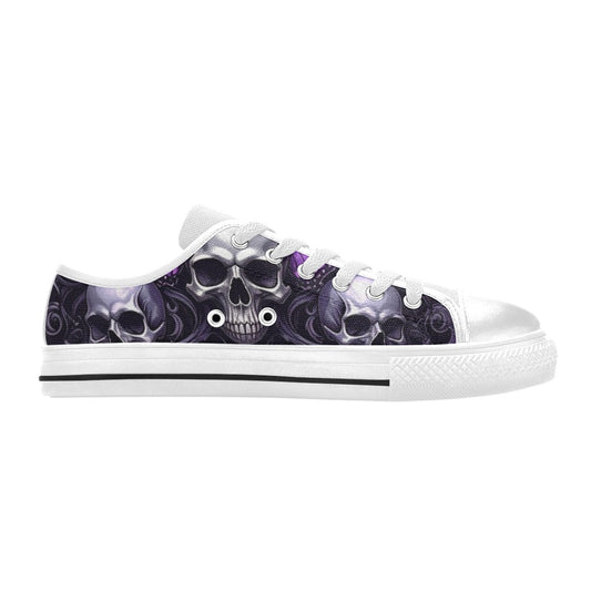KIDS' Skull Butterfly Purple Iridescent Low Top Canvas Grunge Shoes