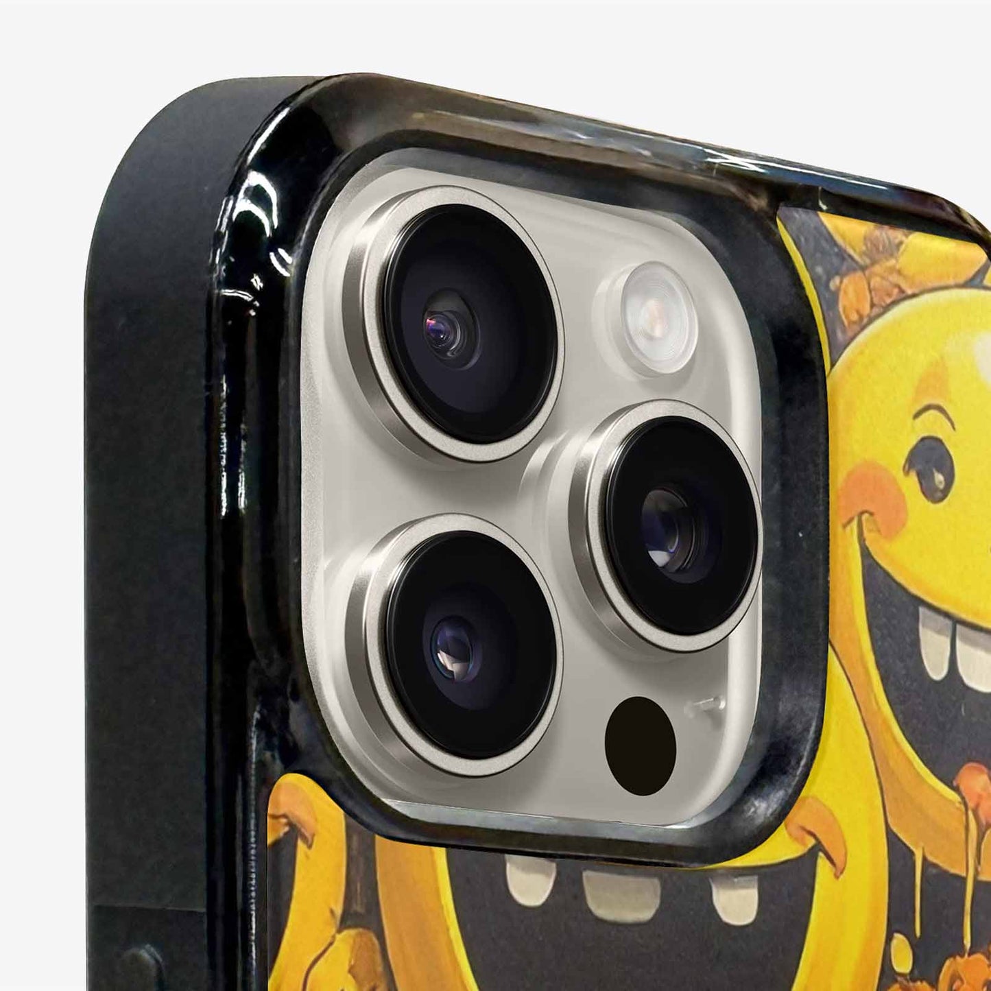 iPhone 15 Pro Max Case — Melting Moon Smiley Red Splatt, Custom Phone Case