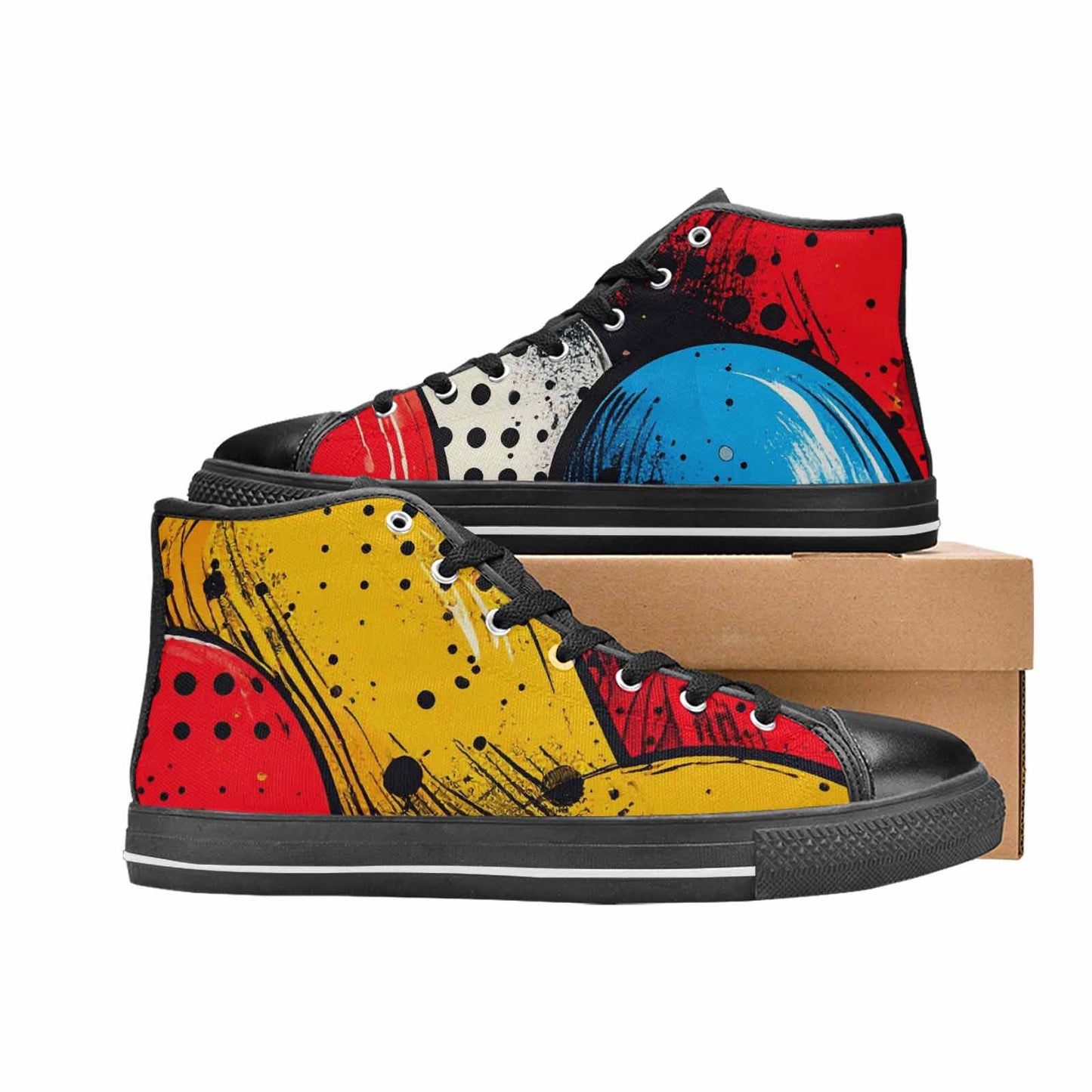 MEN'S Comic Book Halftone High Top Canvas Dark Academia Sneakers