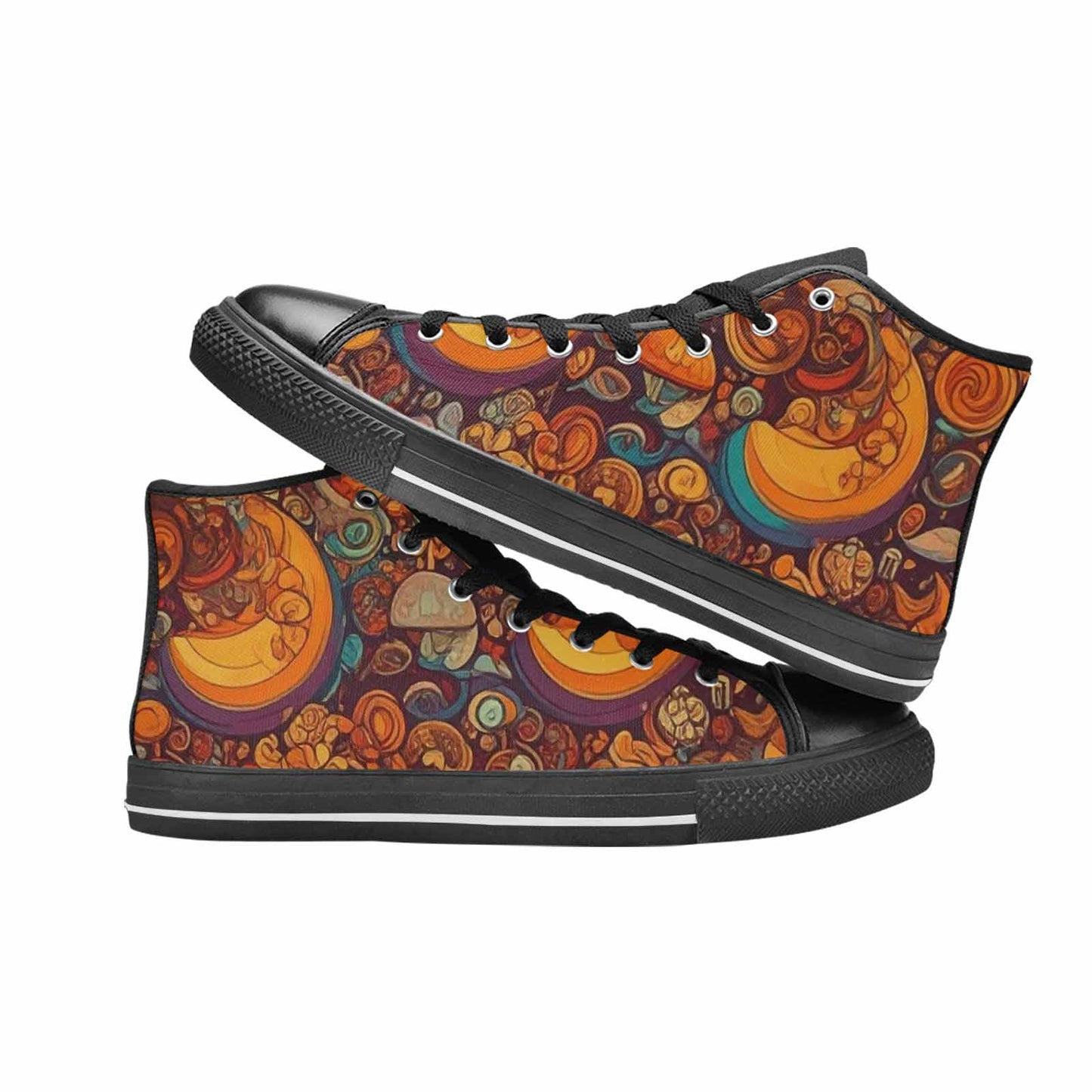WOMEN'S Groovy 70S Peace High Top Canvas Vibrant Chaos Shoes
