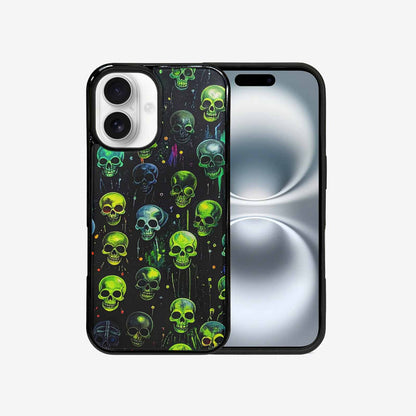 iPhone 16 Case — Skeletons Neon Green Glowskele Egb, Custom Printed Phone Case