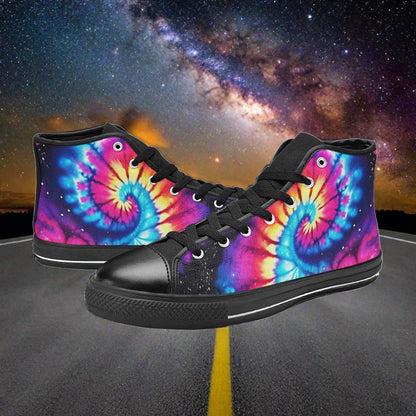 Holographic Orange Black Unique WOMEN Bold Art - Freaky Shoes | Custom Art Sneakers