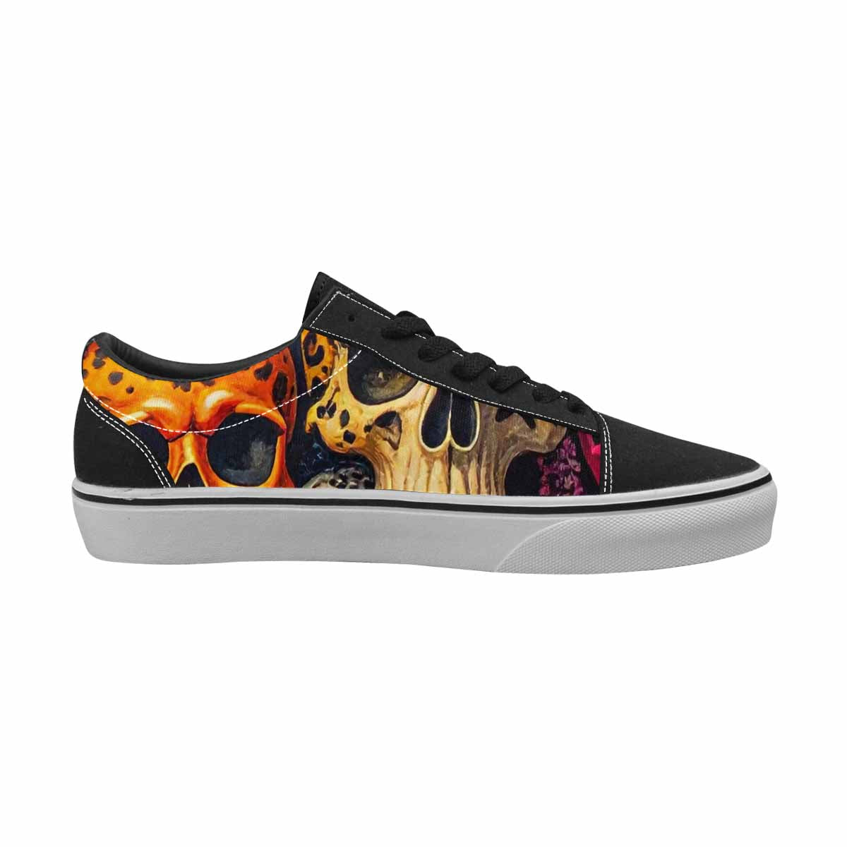 WOMEN'S Skulls Lace-Up Canvas Melting Art Sneakers