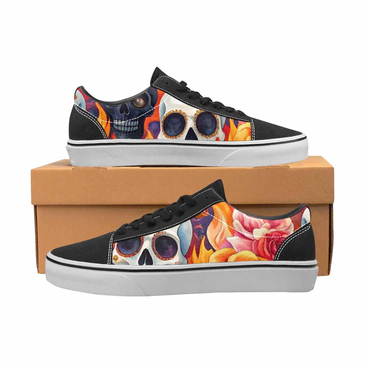 MEN'S Skull Canvas Lace-Up Surreal Custom Shoes