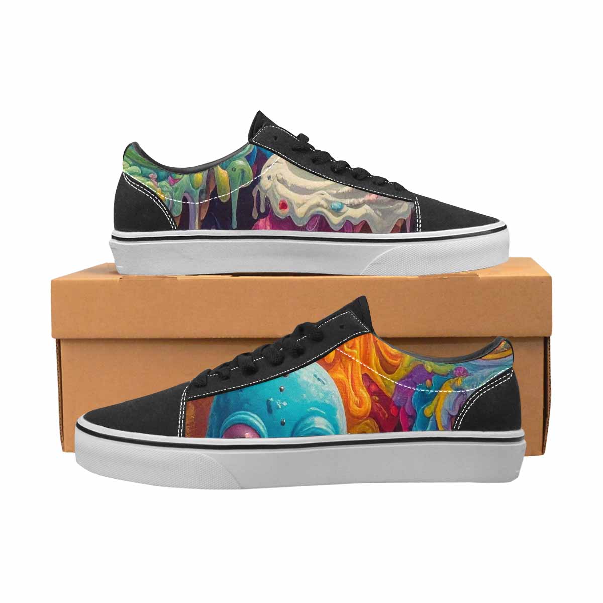 WOMEN'S Melting Ice Cream Monster Lace-Up Canvas Aesthetic Shoes
