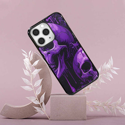 iPhone 15 Pro Max Case — Monochrome Purple Skeletons Neon Drip Melting, Custom Art Phone Cover