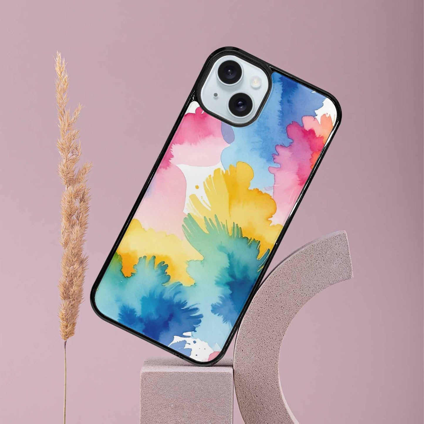 iPhone 15 Plus Case — Trans Strong Watercolor Seamless Pattern Vibrant, Unique Phone Case Design