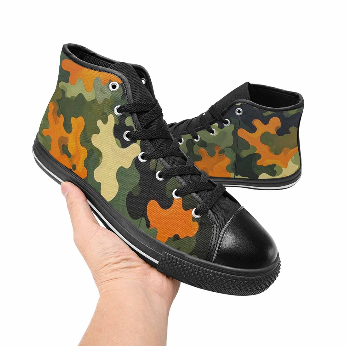 WOMEN'S Military Camouflage Blotch High Top Canvas Y2K Custom Sneakers