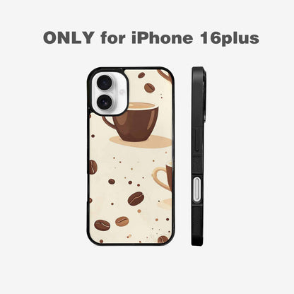 iPhone 16 Plus Case — Coffee Cup And Bean Pattern Seamless, Customized Protective Case