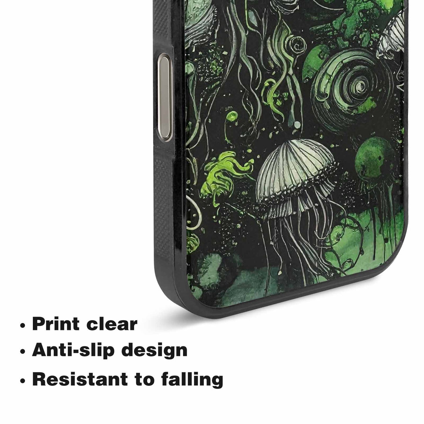 iPhone 16 Pro Max Case — Sea Creature Burst Black Green Ink, Original Design Phone Case