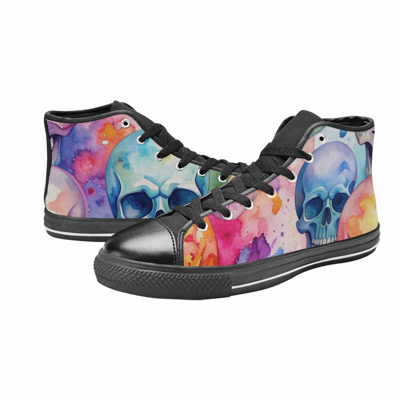 MEN'S Kulls - Watercolor High Top Canvas Vibrant Chaos Custom Shoes