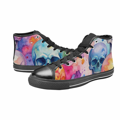 MEN'S Kulls - Watercolor High Top Canvas Vibrant Chaos Custom Shoes