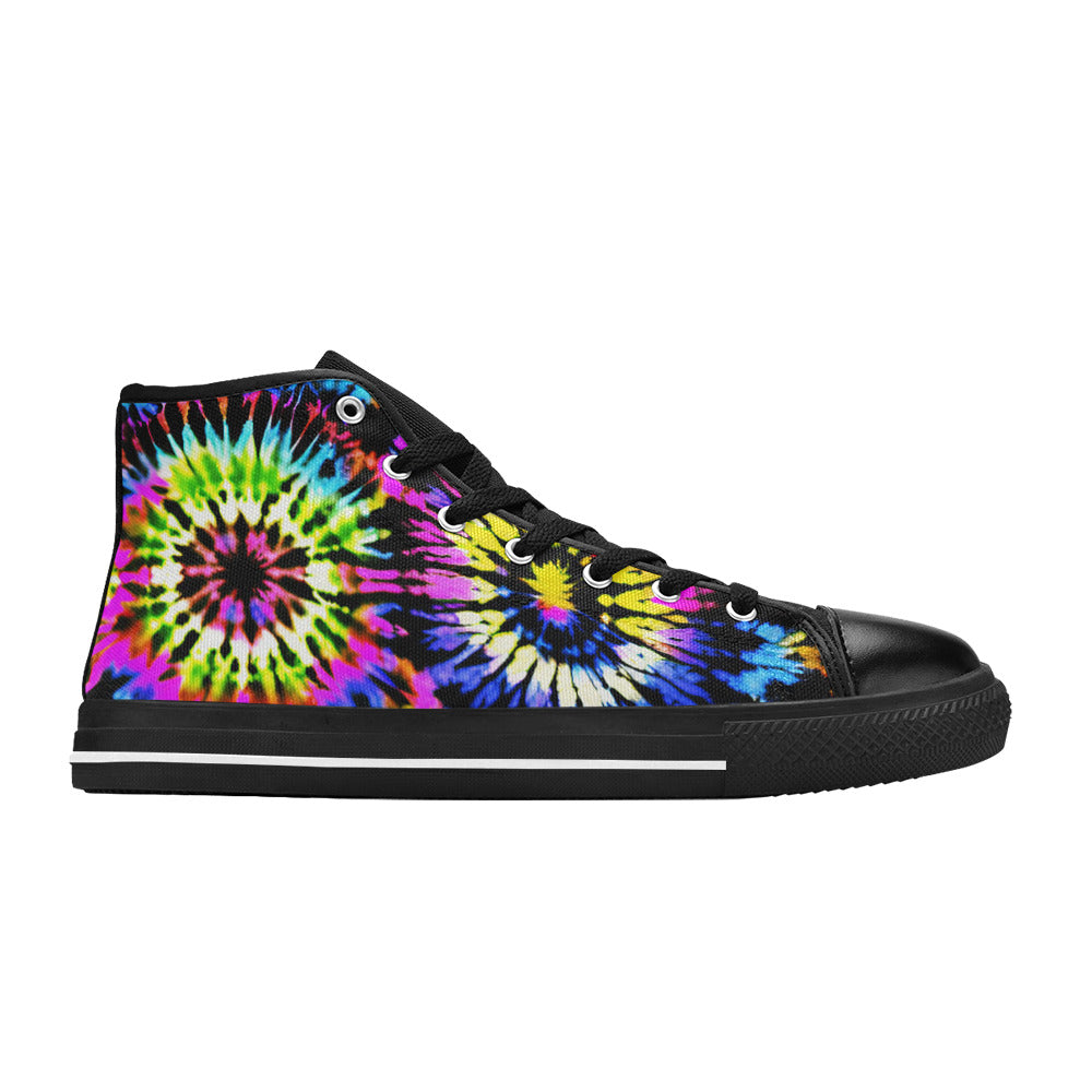 WOMEN'S Cc Tie Dye Art High Top Canvas Vibrant Chaos Shoes