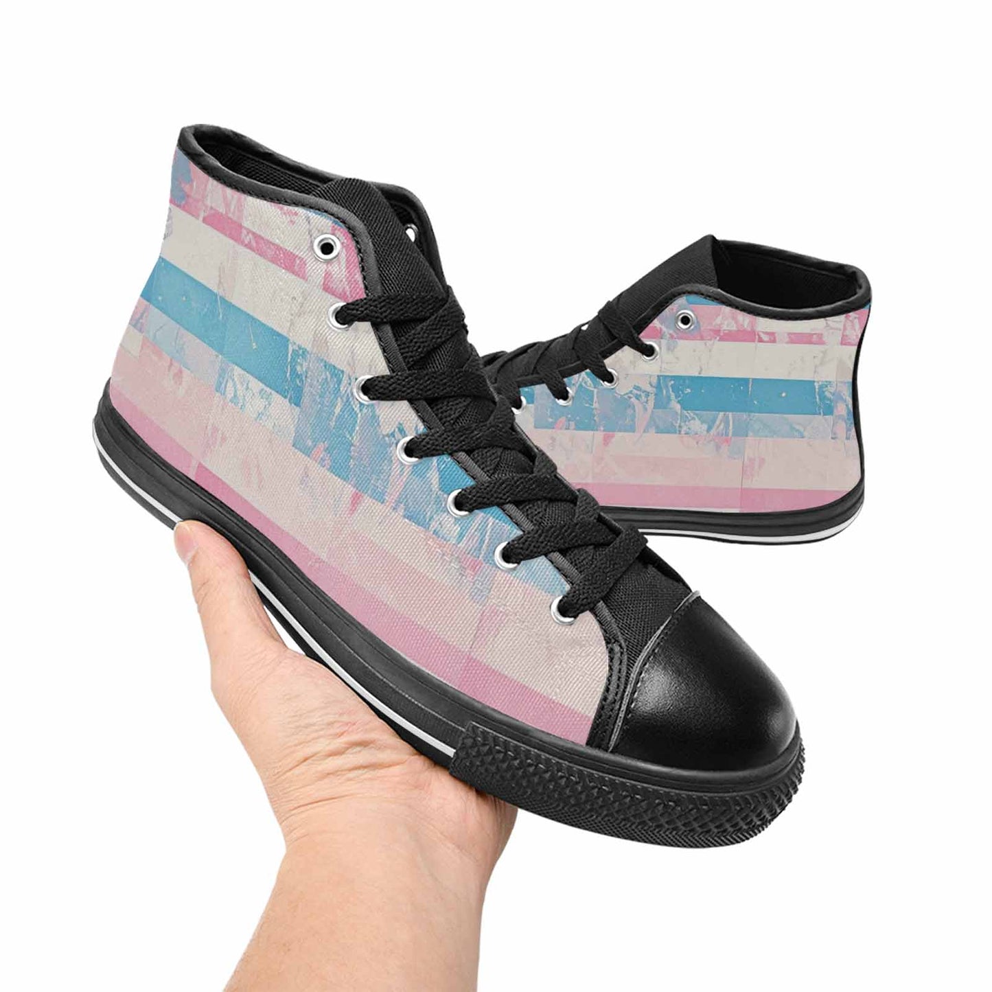 MEN'S Transgender Flag Color High Top Canvas Aesthetic Sneakers