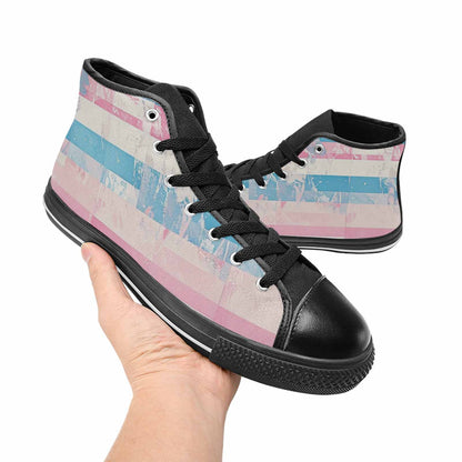 MEN'S Transgender Flag Color High Top Canvas Aesthetic Sneakers