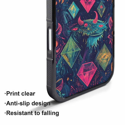 iPhone 17 Pro Case — Neon Monsters Diamond Original Art, Custom Designed Case Cover