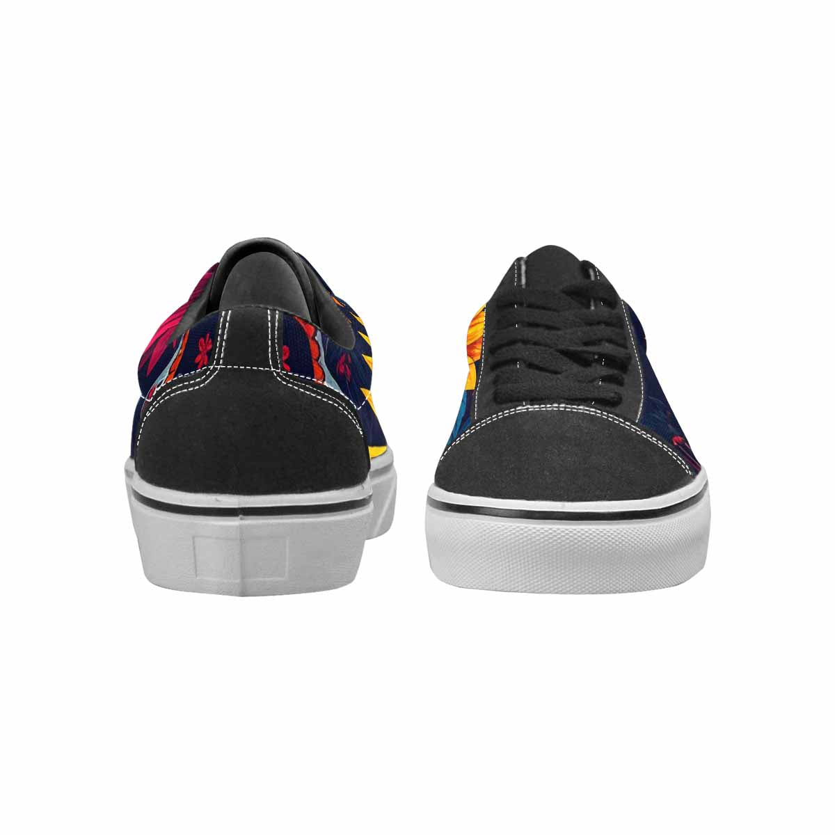 WOMEN'S Sunflower Skulls Print Canvas Lace-Up Vivid Sneakers