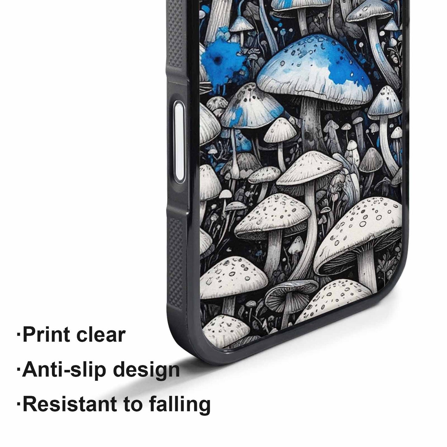 iPhone 17 Pro Case — Mushrooms General Black Blue Ink Original, Custom Designed Case Cover