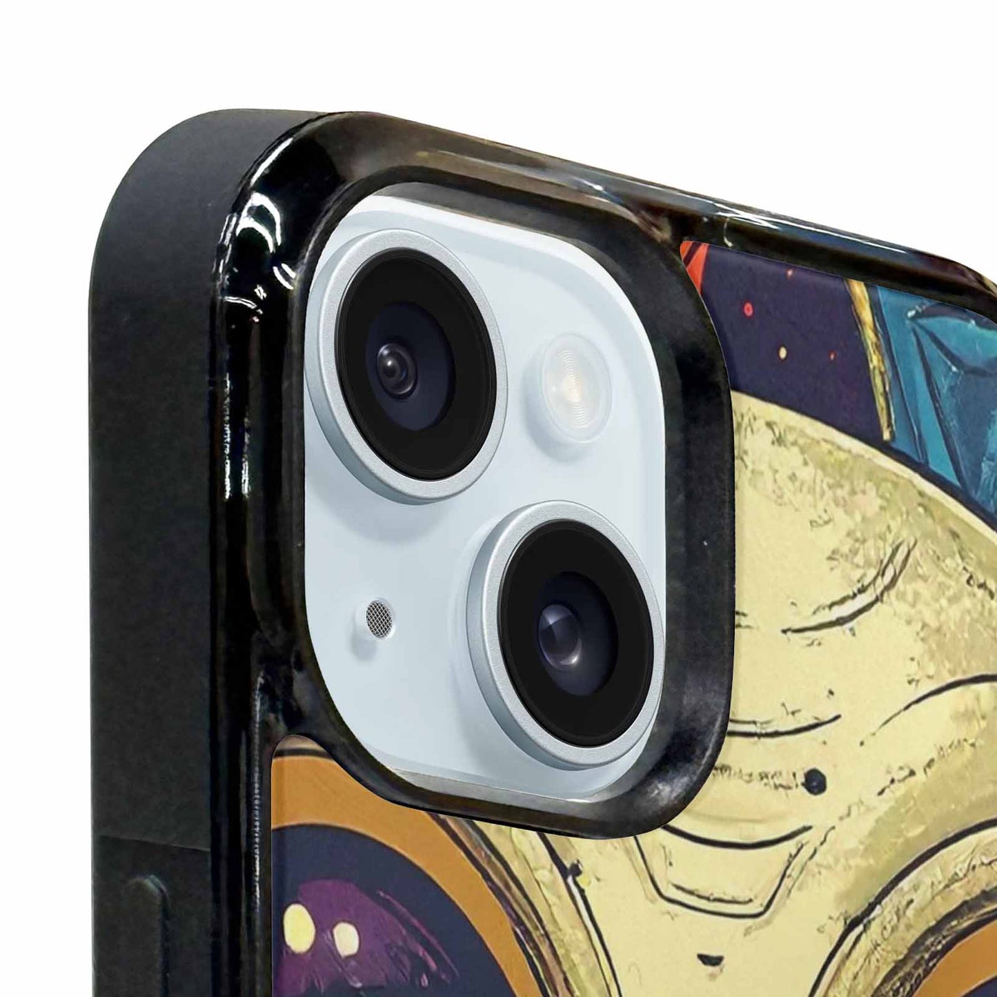 iPhone 15 Plus Case — Alien Ufo Cartoon Art Pattern Groovy, Personalized Phone Case