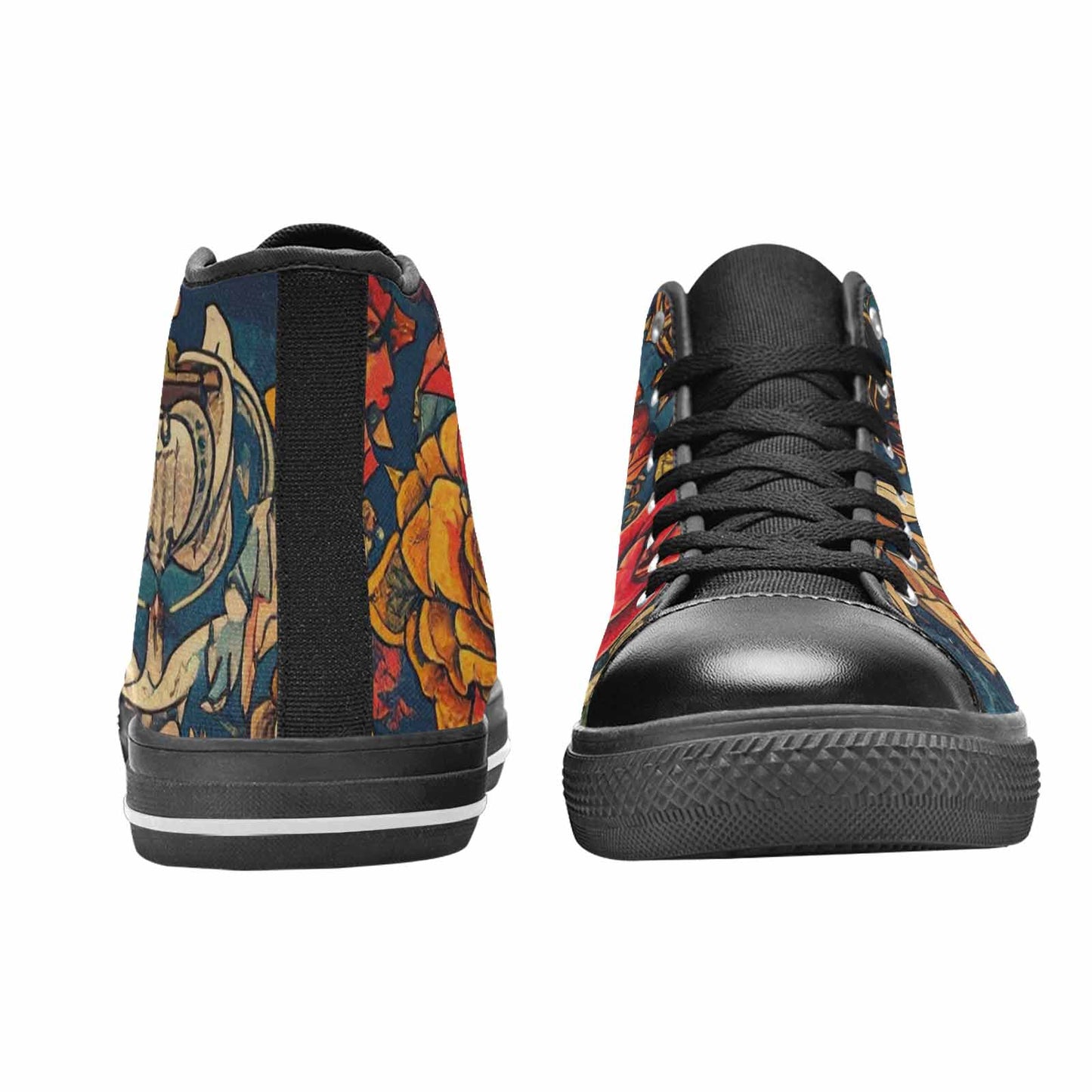 WOMEN'S Old School Tattoo High Top Canvas Dark Academia Sneakers
