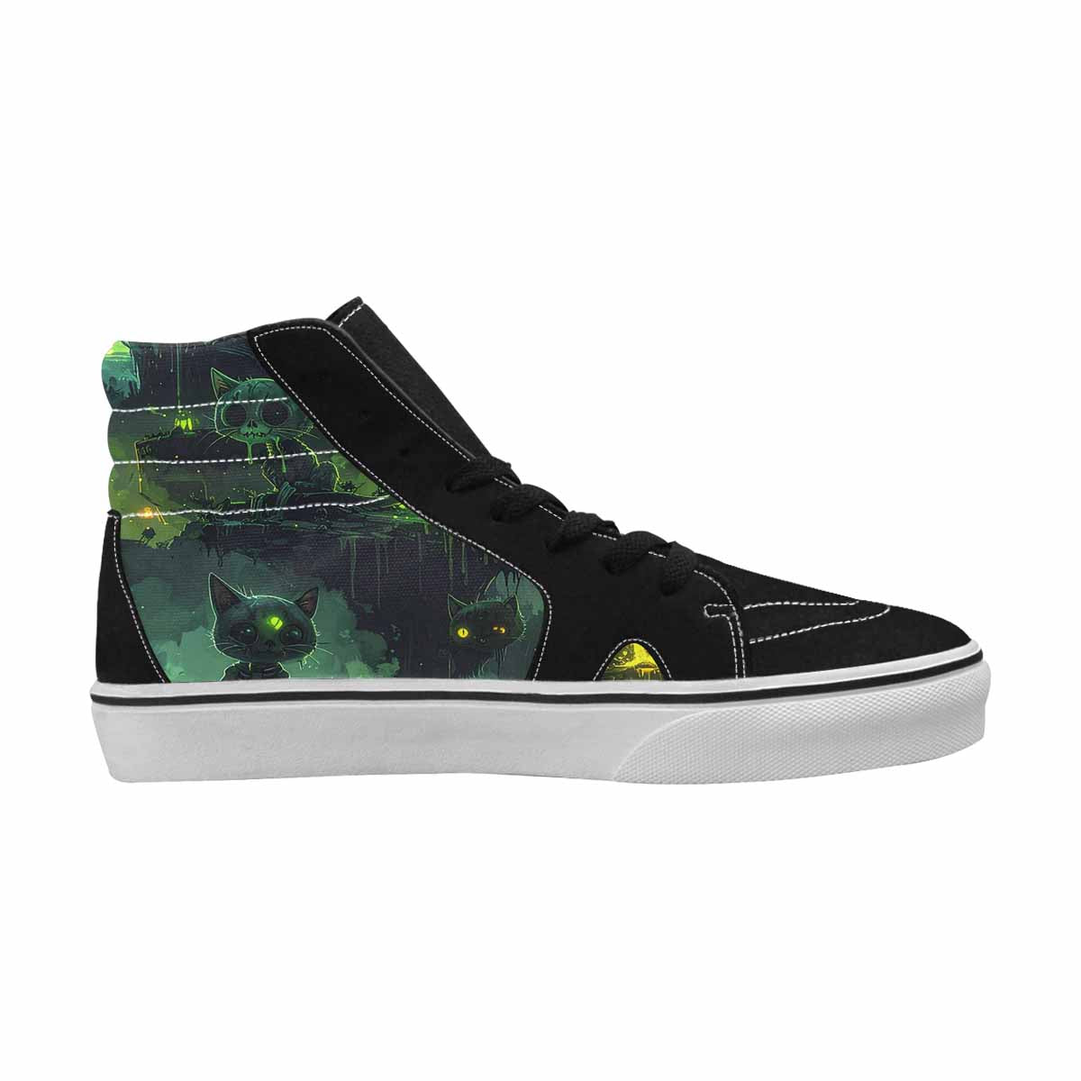 MEN'S Toxic Melting Skeleton Cats High Top Canvas Kaleidoscope Sneakers
