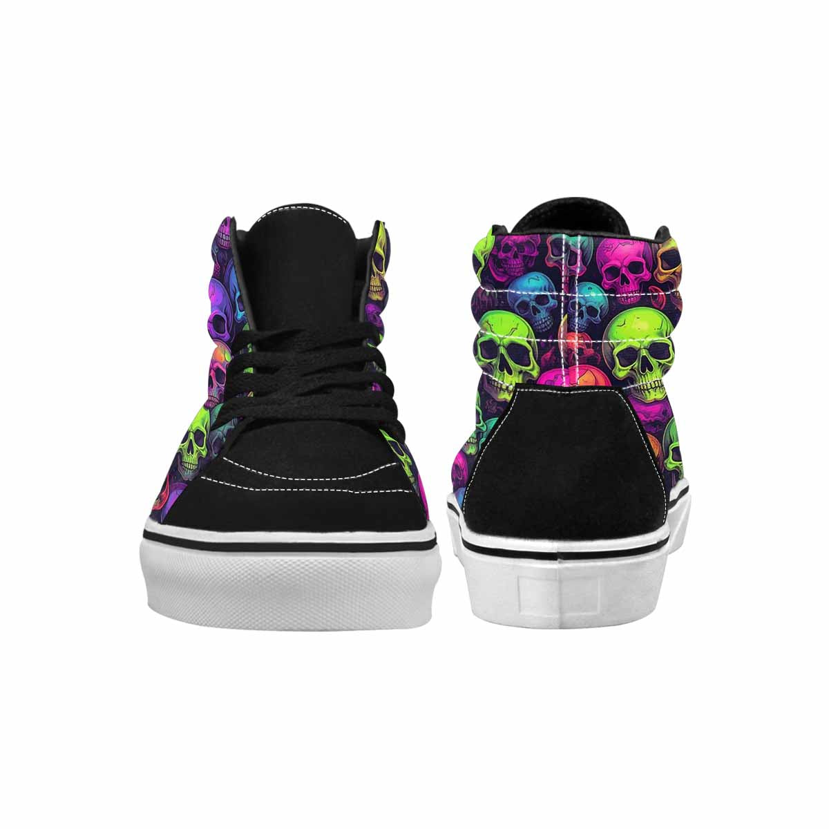 WOMEN'S Skulls - Neon High Top Canvas Dark Academia Custom Sneakers
