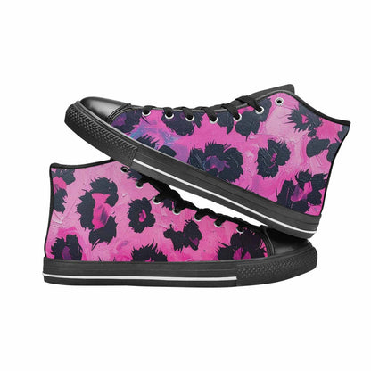 MEN'S Leopard Neon Pink Teal Airbrush High Top Canvas Y2K Custom Sneakers