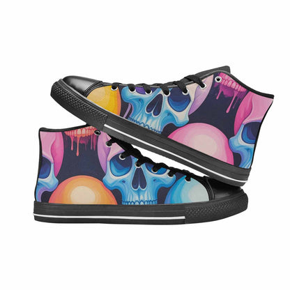 WOMEN'S Dripping Candy Skulls High Top Canvas Grunge Custom Shoes