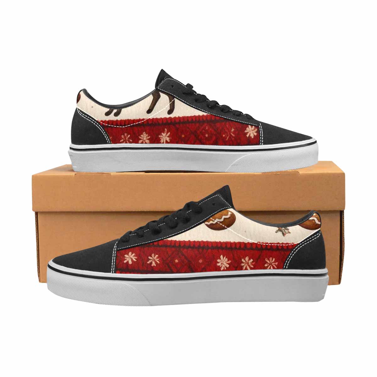 MEN'S Christmas Holly Snowflake Canvas Lace-Up Y2K Custom Shoes