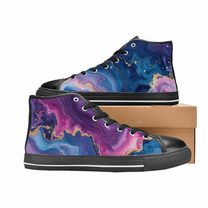 WOMEN'S Marble Galaxy High Top Canvas Grunge Custom Sneakers