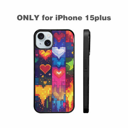 iPhone 15 Plus Case — Pixel Art 8 Bit Burst Pattern, Custom Designed Case Cover