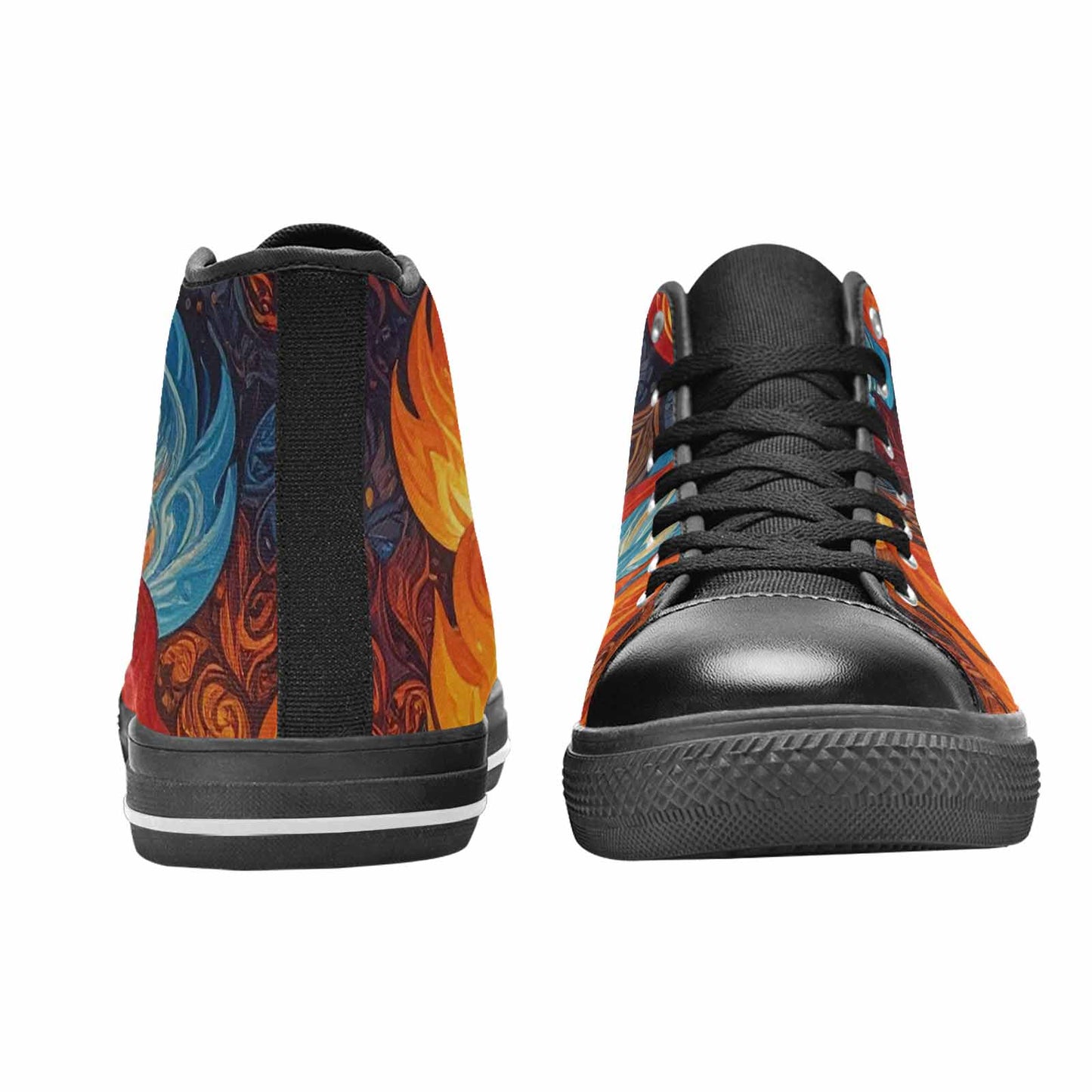 WOMEN'S Fire Flame High Top Canvas Aesthetic Custom Sneakers