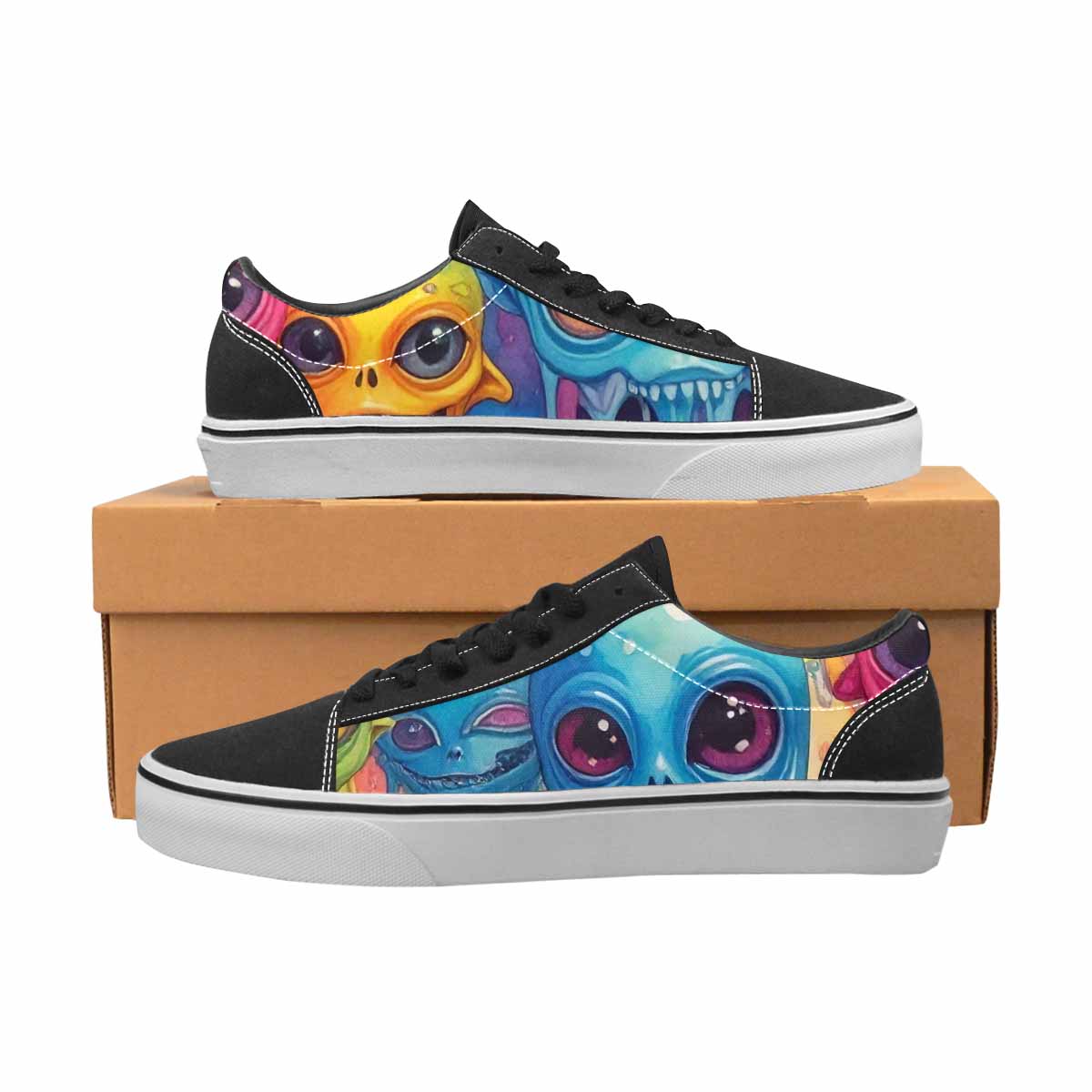WOMEN'S Aliens  Tie Dye Lace-Up Canvas Grunge Custom Shoes