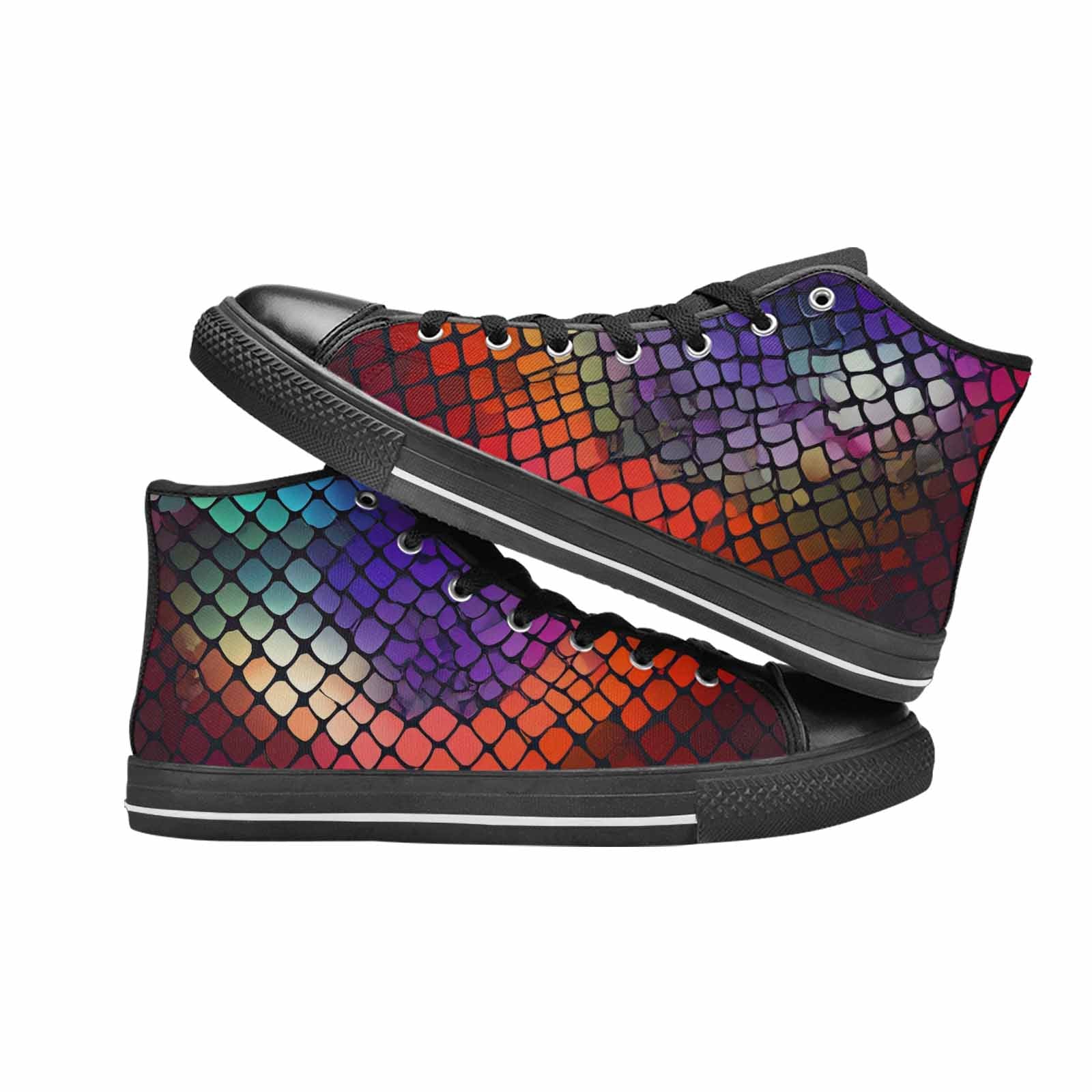 WOMEN'S Dark Snake Print High Top Canvas Cottagecore Custom Shoes