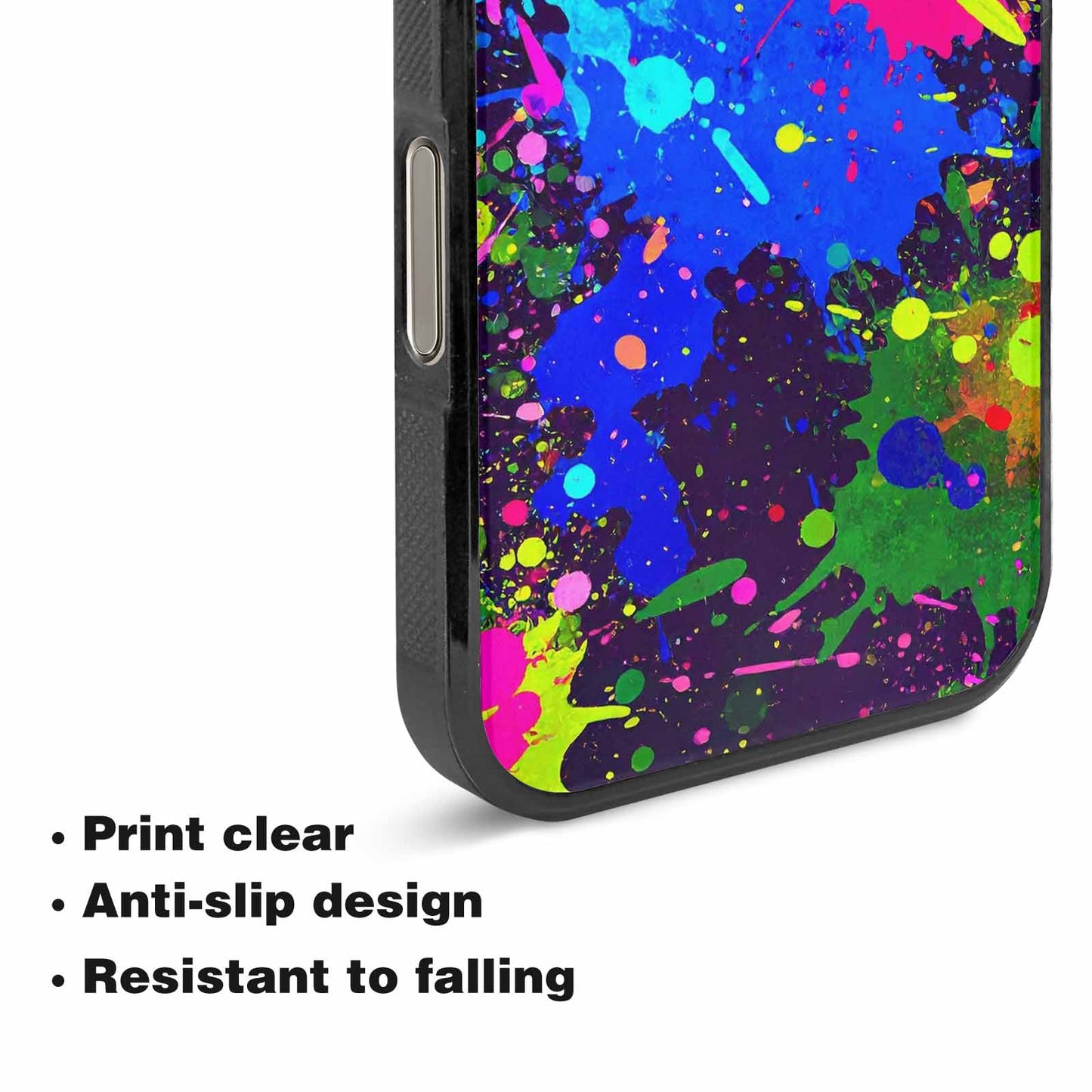 iPhone 16 Pro Max Case — Neon Paint Splatter Custom, Custom Designed Case Cover