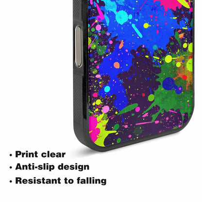 iPhone 16 Pro Max Case — Neon Paint Splatter Custom, Custom Designed Case Cover