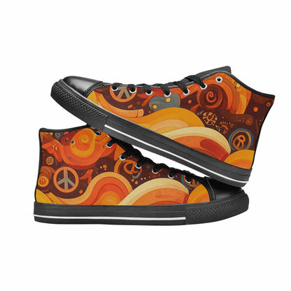 MEN'S Groovy 70S Peace High Top Canvas Surreal Custom Sneakers