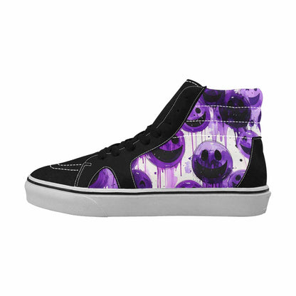 MEN'S Melting Moon Smiley High Top Canvas Surreal Custom Shoes