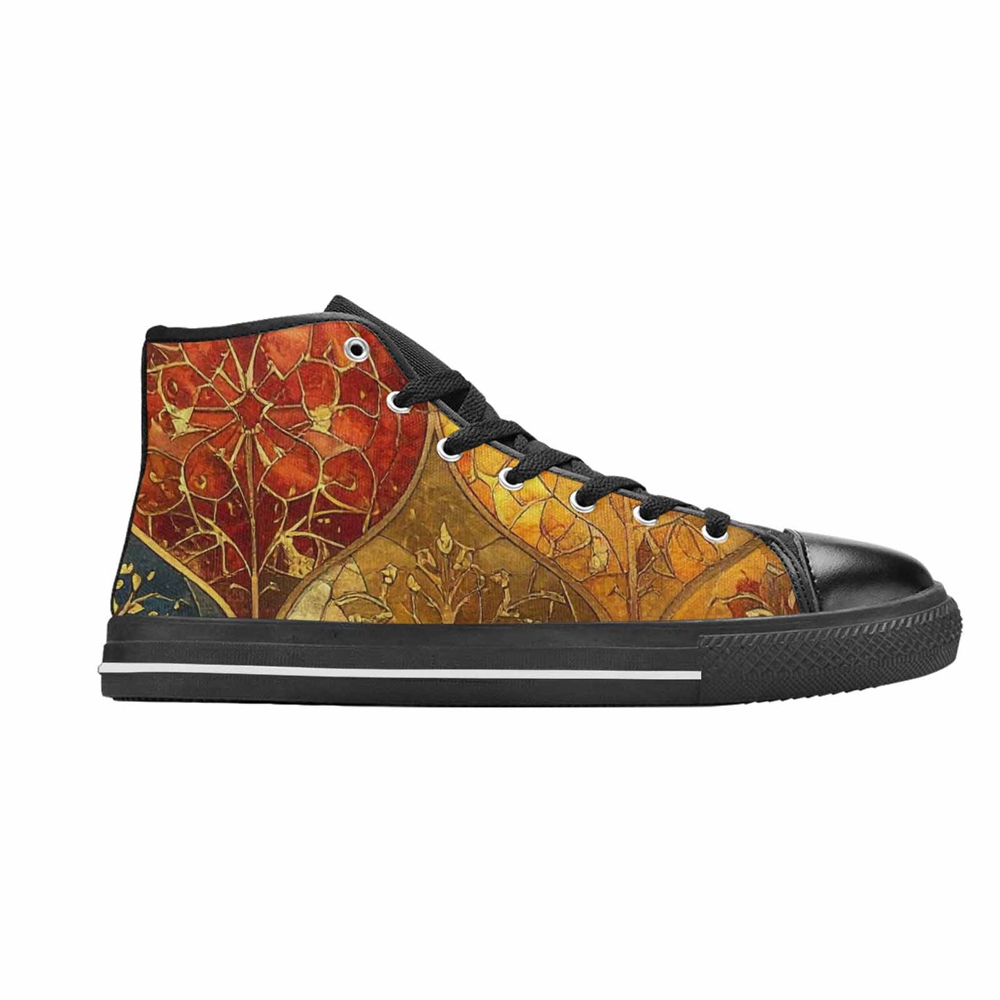 MEN'S Klimt-Style Gold Leaf High Top Canvas Neon Fantasy Custom Sneakers