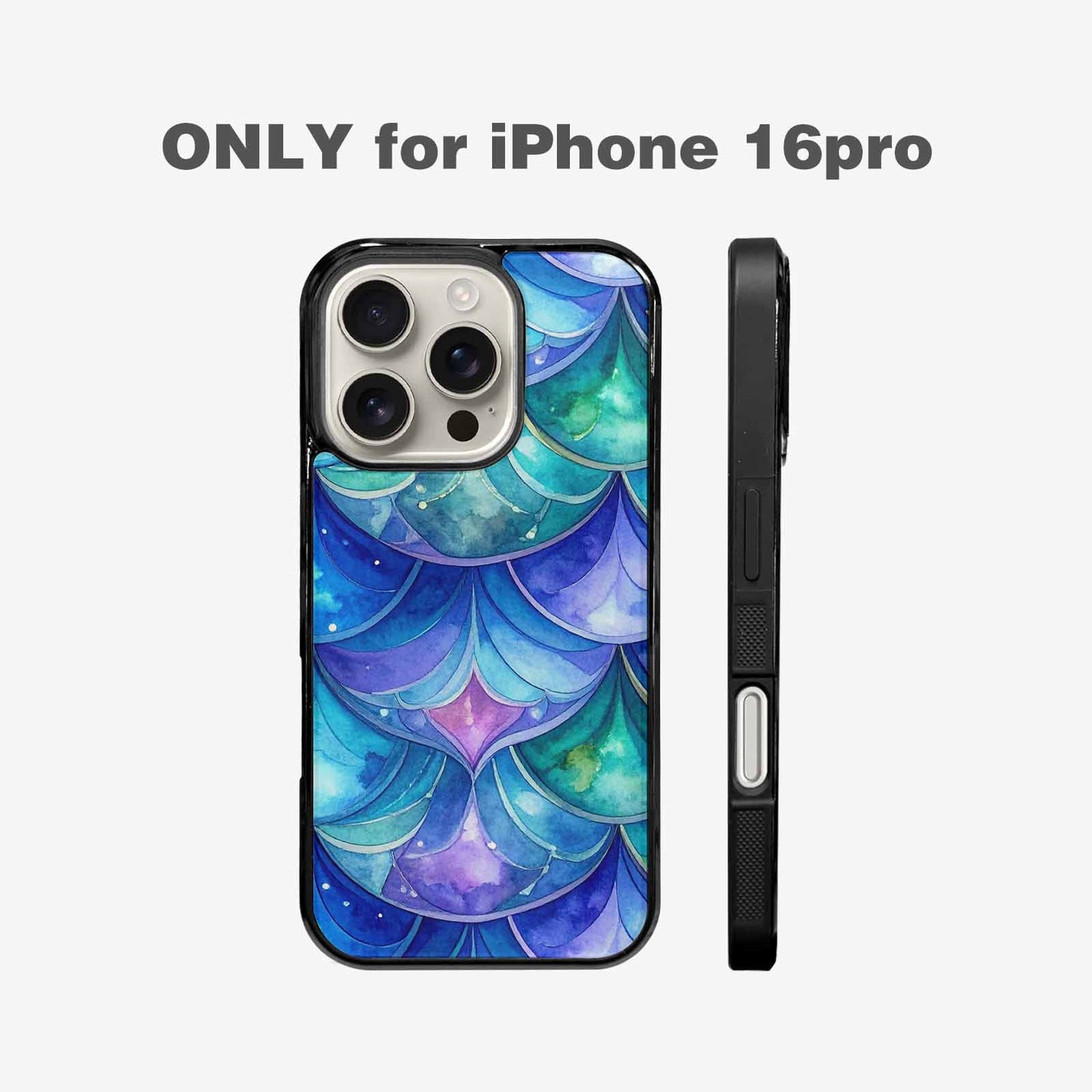 iPhone 16 Pro Case — Mermaid Scale Art Pattern, Custom Phone Case