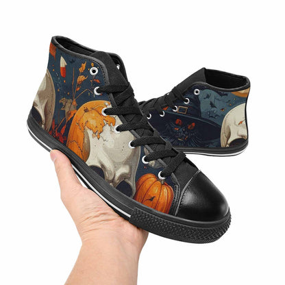 MEN'S Halloween Skulls Pumpkins High Top Canvas Dark Academia Shoes