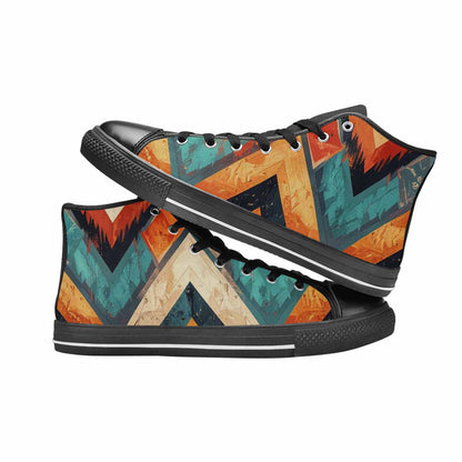 MEN'S Southwestern Geometric Diamond High Top Canvas Vibrant Chaos Sneakers