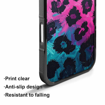 iPhone 17 Case — Leopard Neon Pink Teal Airbrush Animal, Personalized Phone Case