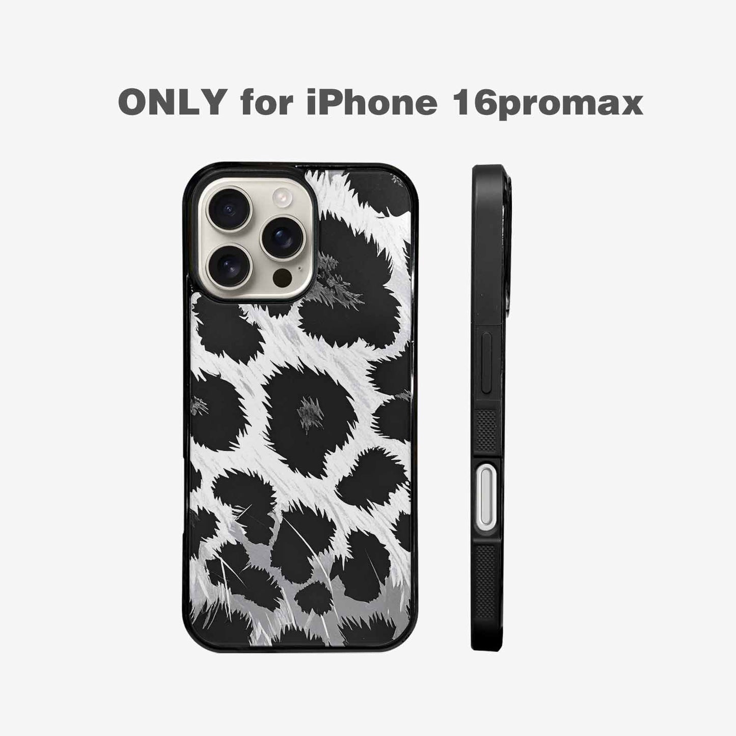 iPhone 16 Pro Max Case — Leopard Print Black And White Style, Original Design Phone Case