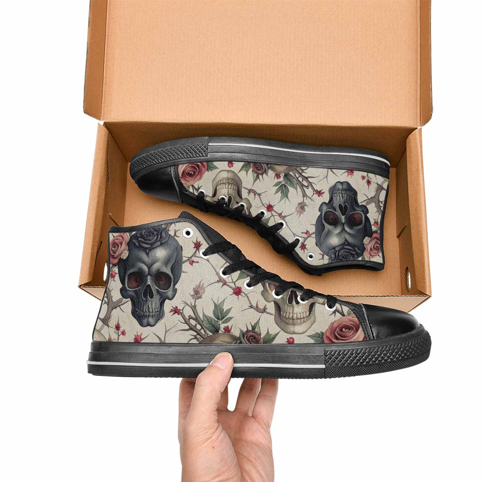 MEN'S Skulls - Roses High Top Canvas Vivid Shoes