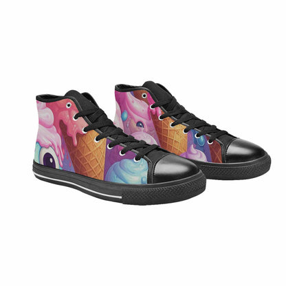 WOMEN'S Melting Icecream Cone Monster High Top Canvas Vibrant Chaos Shoes