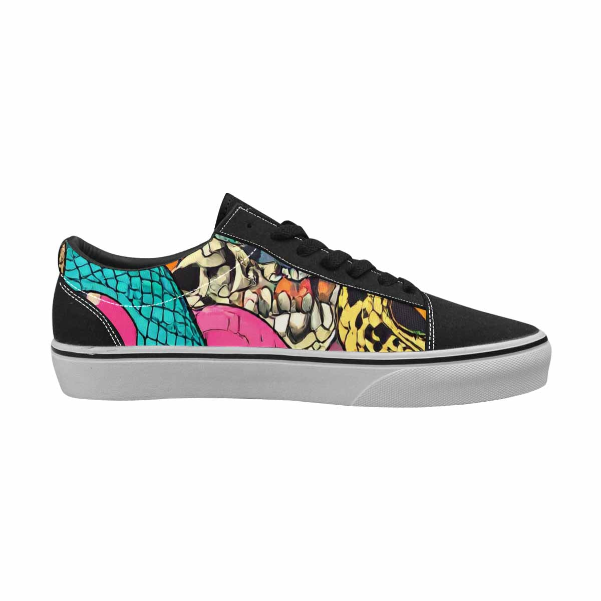 WOMEN'S Snake Print Skull Canvas Lace-Up Dreamcore Custom Shoes