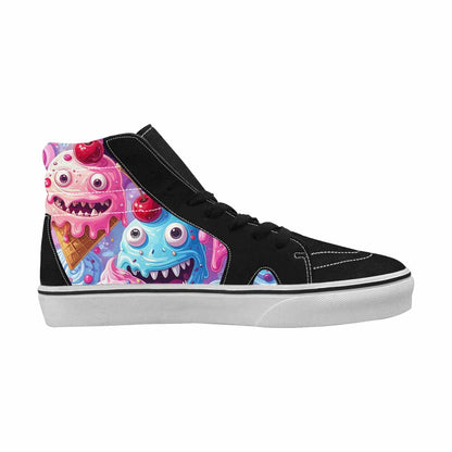 WOMEN'S Melting Icecream Monster Cherry High Top Canvas Neon Fantasy Custom Shoes
